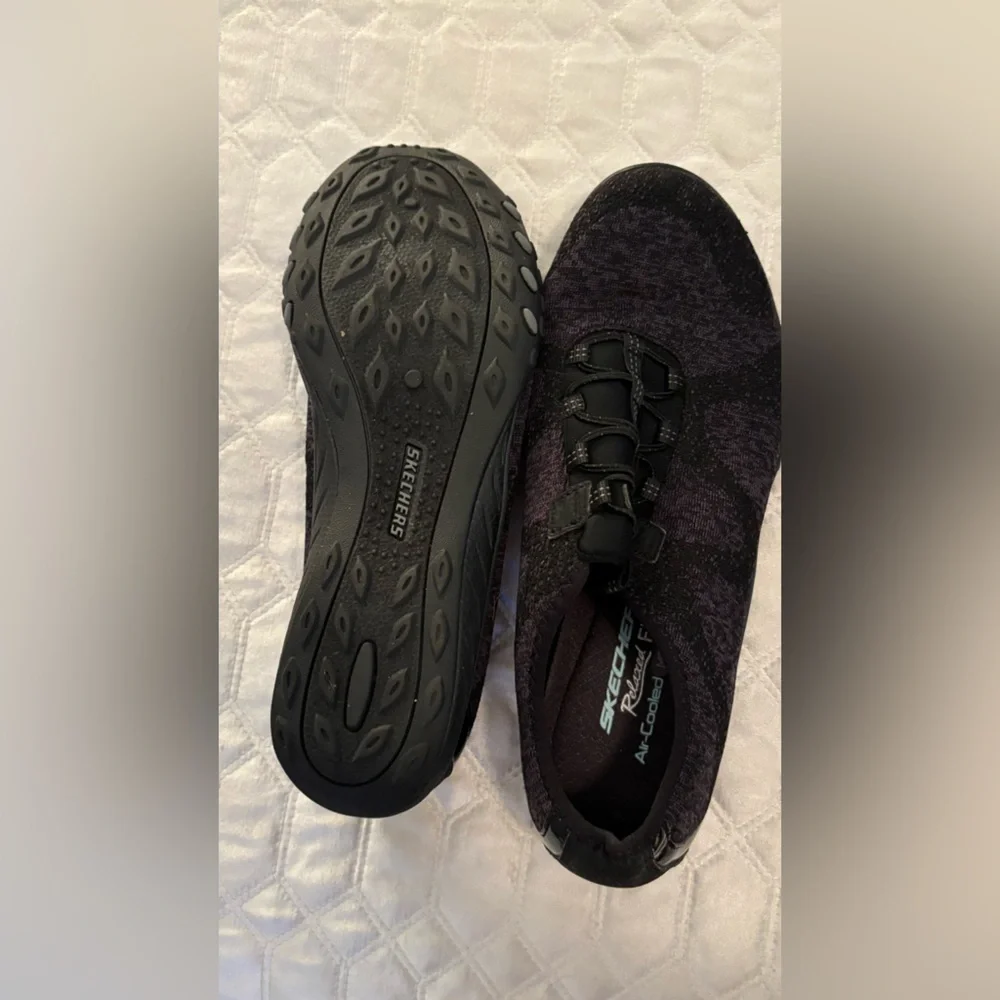 Skechers Women's Black Slip-On Sneakers - Picture 3 of 4